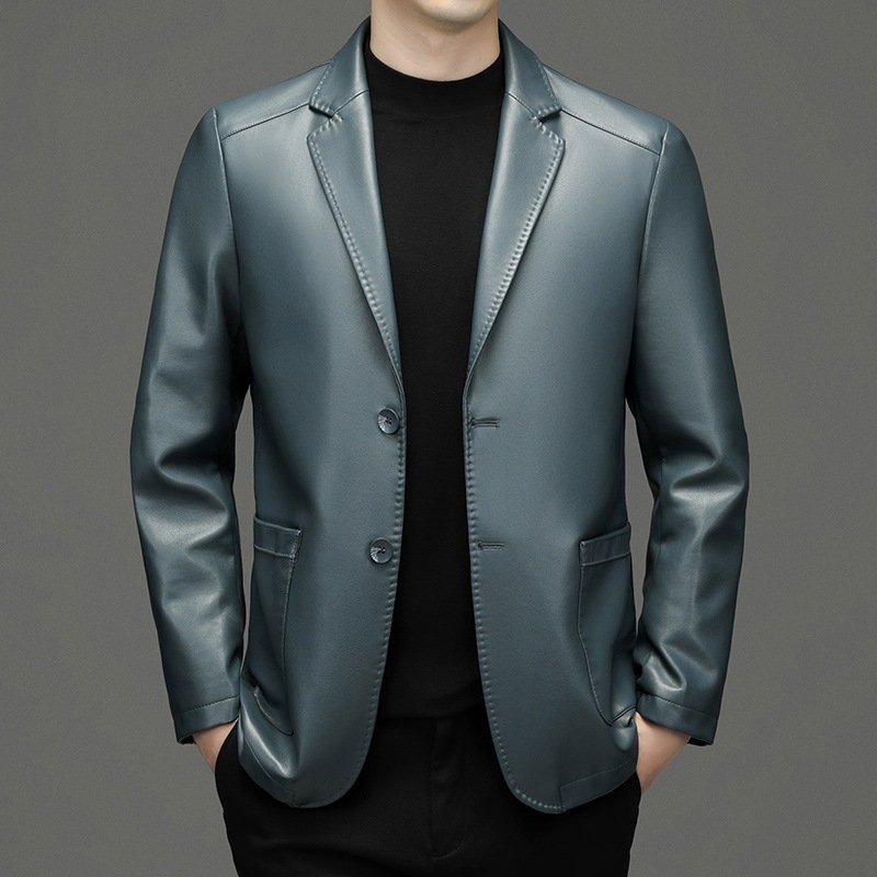 Slim Fit Blazer Men - New Men Genuine Leather Blazers Jackets