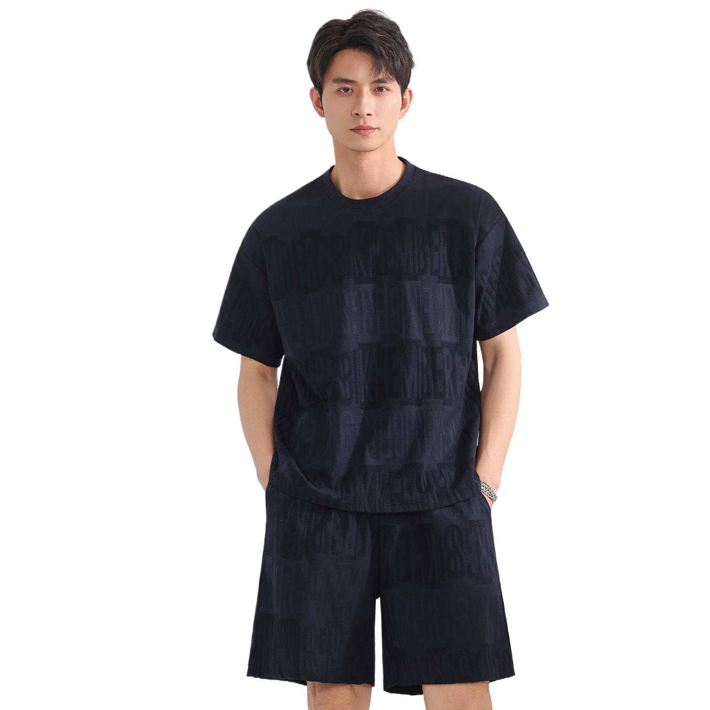 Men'S Fashion Pants - 【Top 5-Point Pants】Men's T-Shirt Set Summer