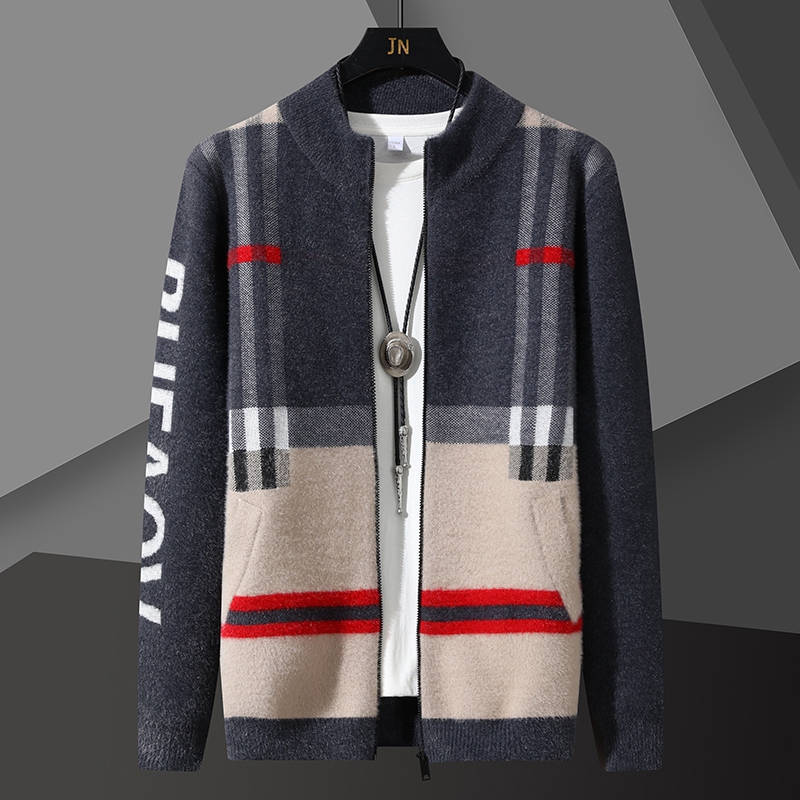 Men'S Fashion Zipper Jacket - Knit Men 's Cardigan Sweater Coat