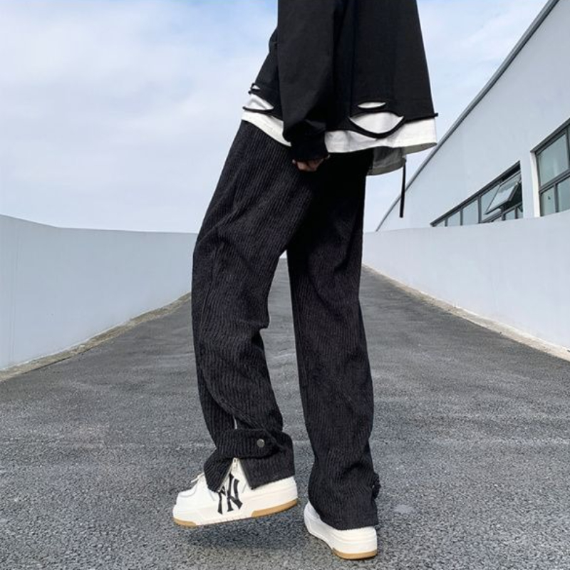 Men'S Fashion Deals - Male Sports Pants Black Solid Zipper