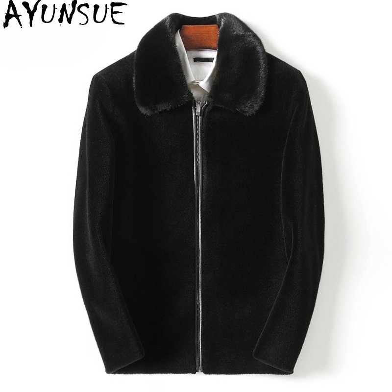 Men'S Fashion Zipper Jacket - AYUNSUE Casual 100% Wool Coats for