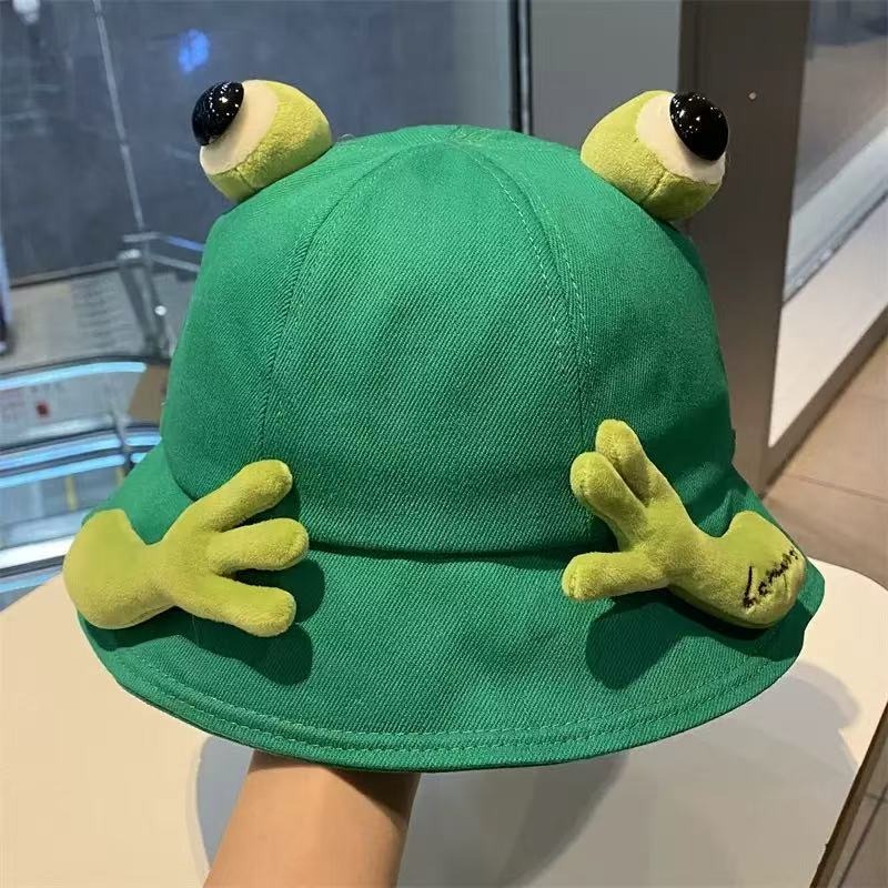 Mens Fashion Bucket Hat - Funny 3D Frog Eyes Bucket Hat
