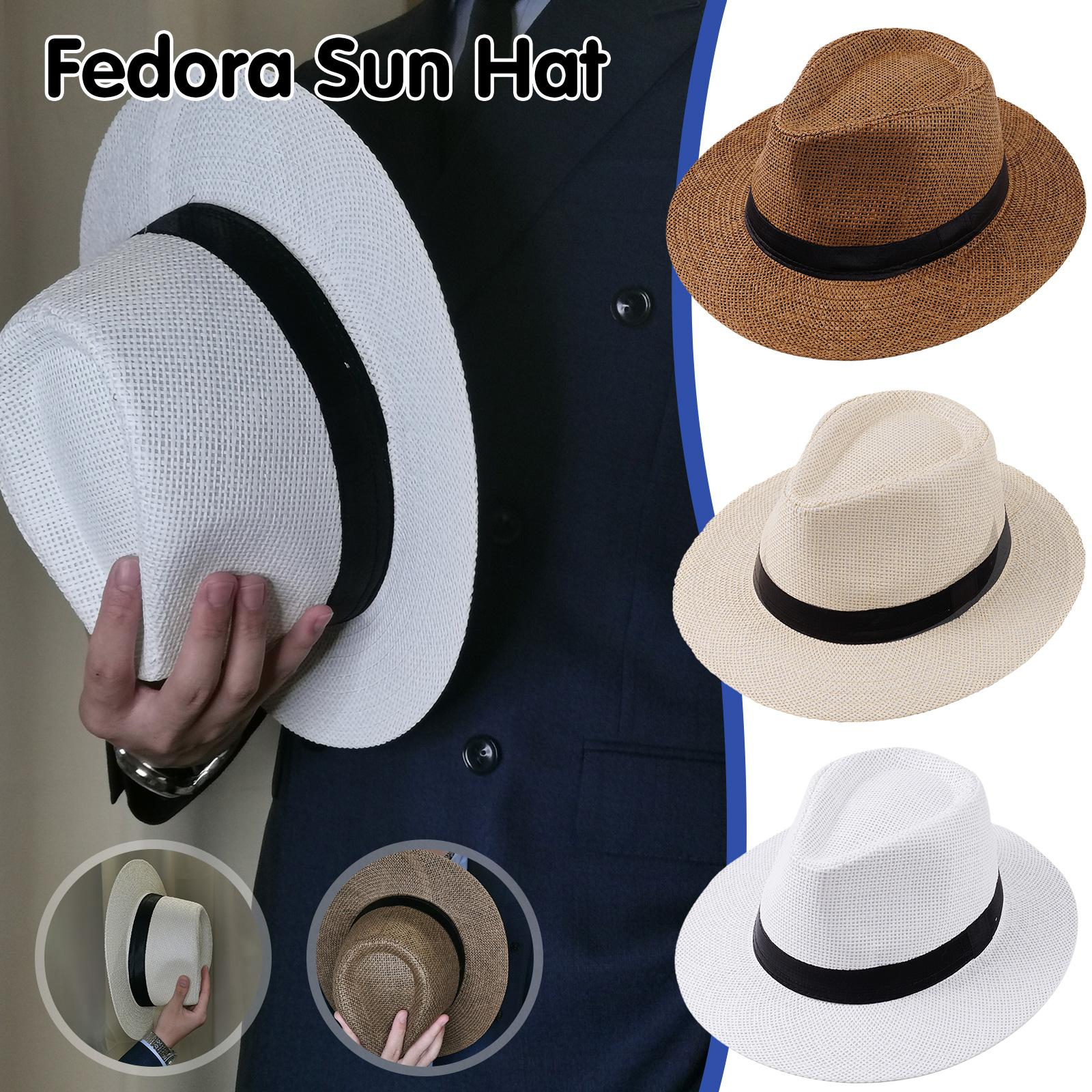 Mens Fashion Bucket Hat - Men Summer Panama Straw Hat Natural