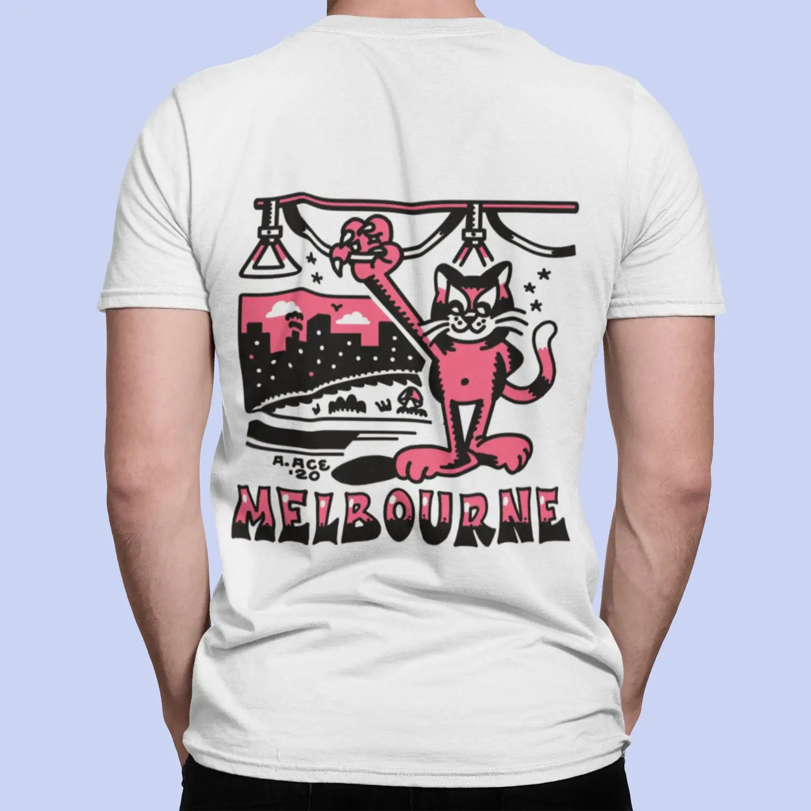 Mens Fashion Melbourne - Melbourne Tram T shirt Psychedelic Cat