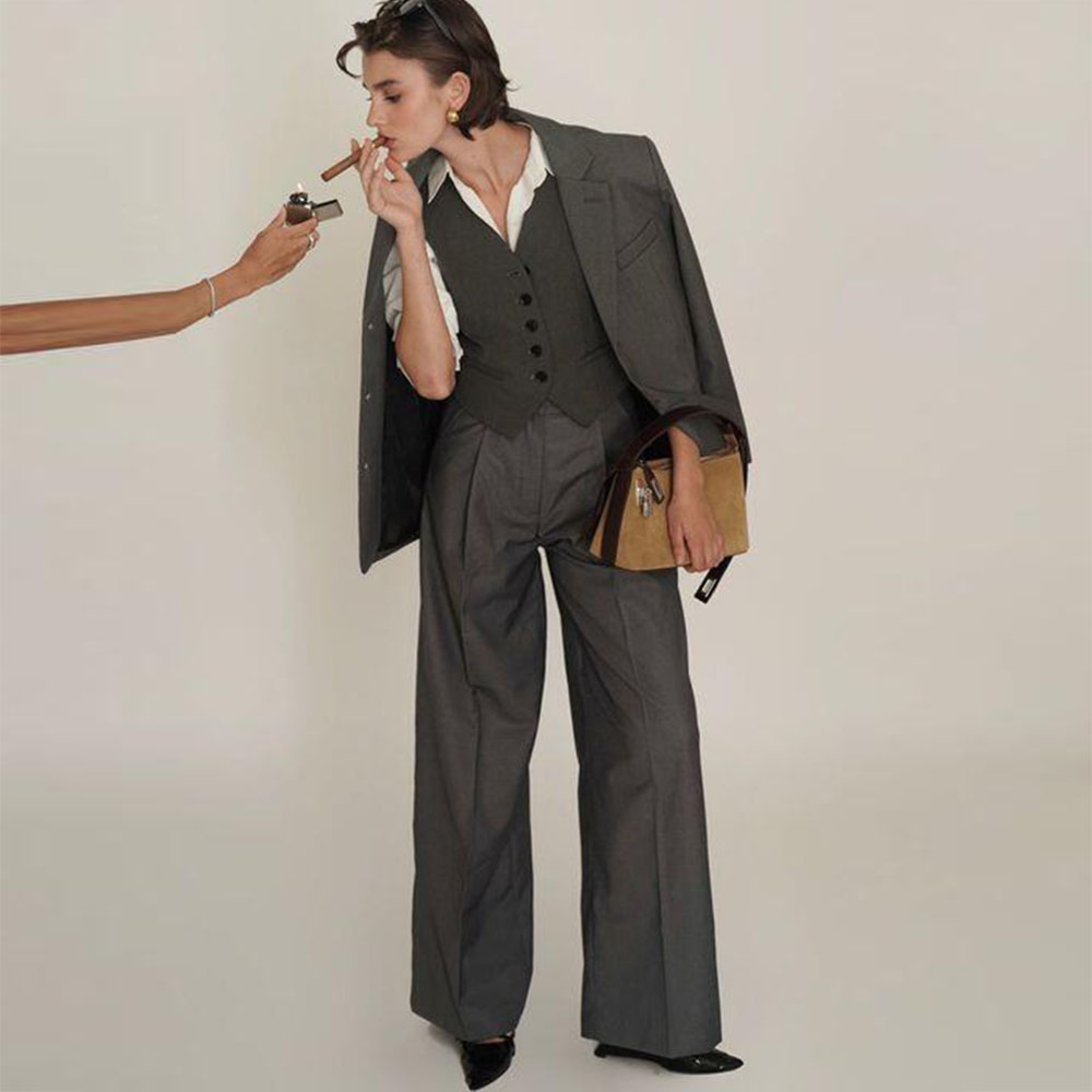 Mens Fashion Dark Grey Pants - Dark Grey Men Suits High Quality