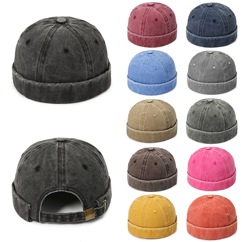 Mens Fashion Bucket Hat - Fashion Denim Docker Cap Brimless Hat