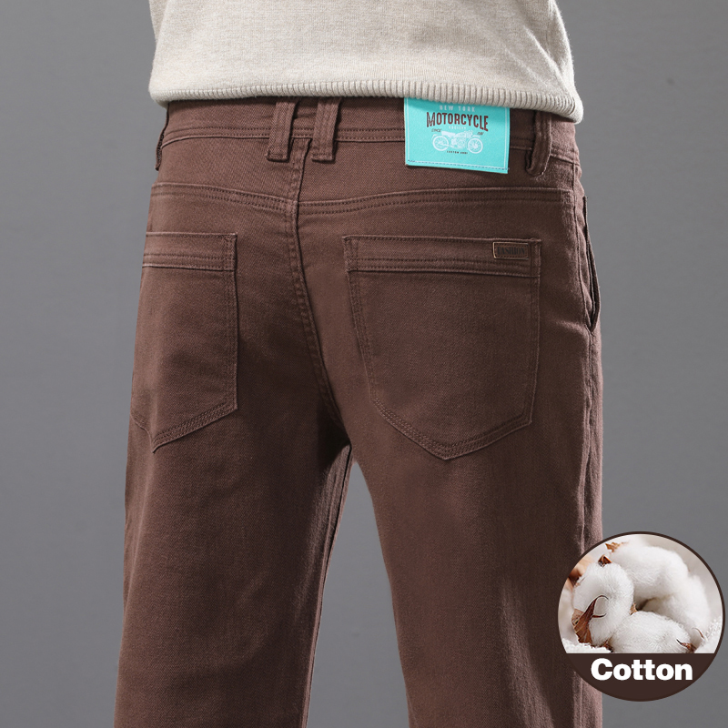 Mens Fashion Dark Grey Pants - Business Casual Cotton Elastic Men's Jeans