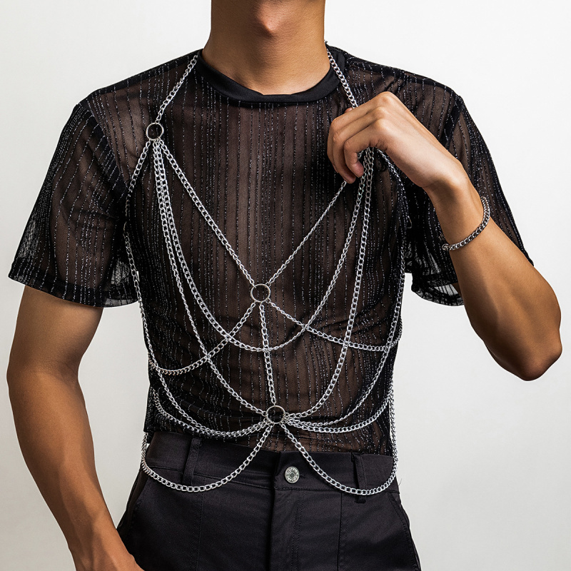 Fashion Harness Men - Men’s Body Chain Harness Silver Multi