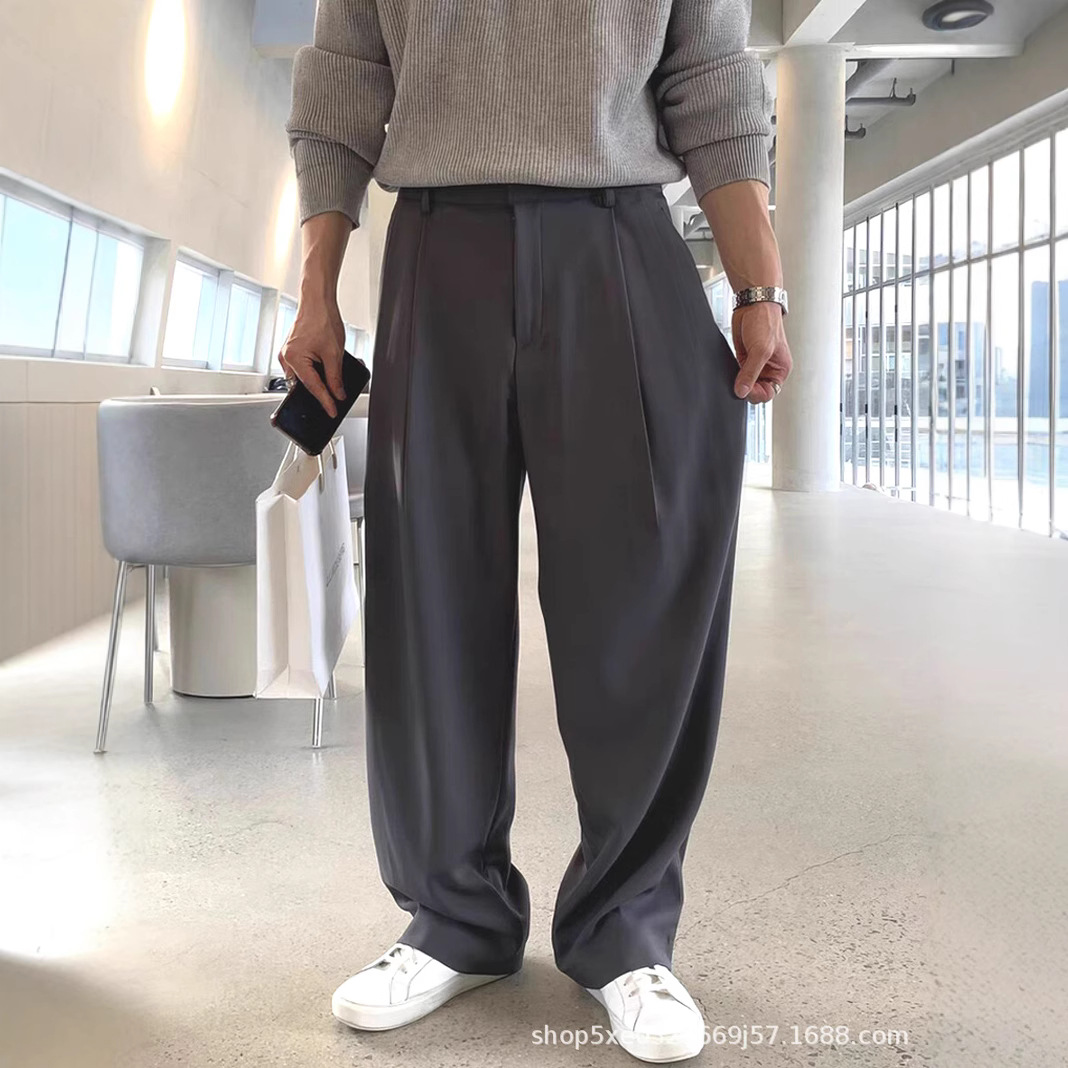 Mens Fashion Dark Grey Pants - French Style Fashion Men's Black Dark