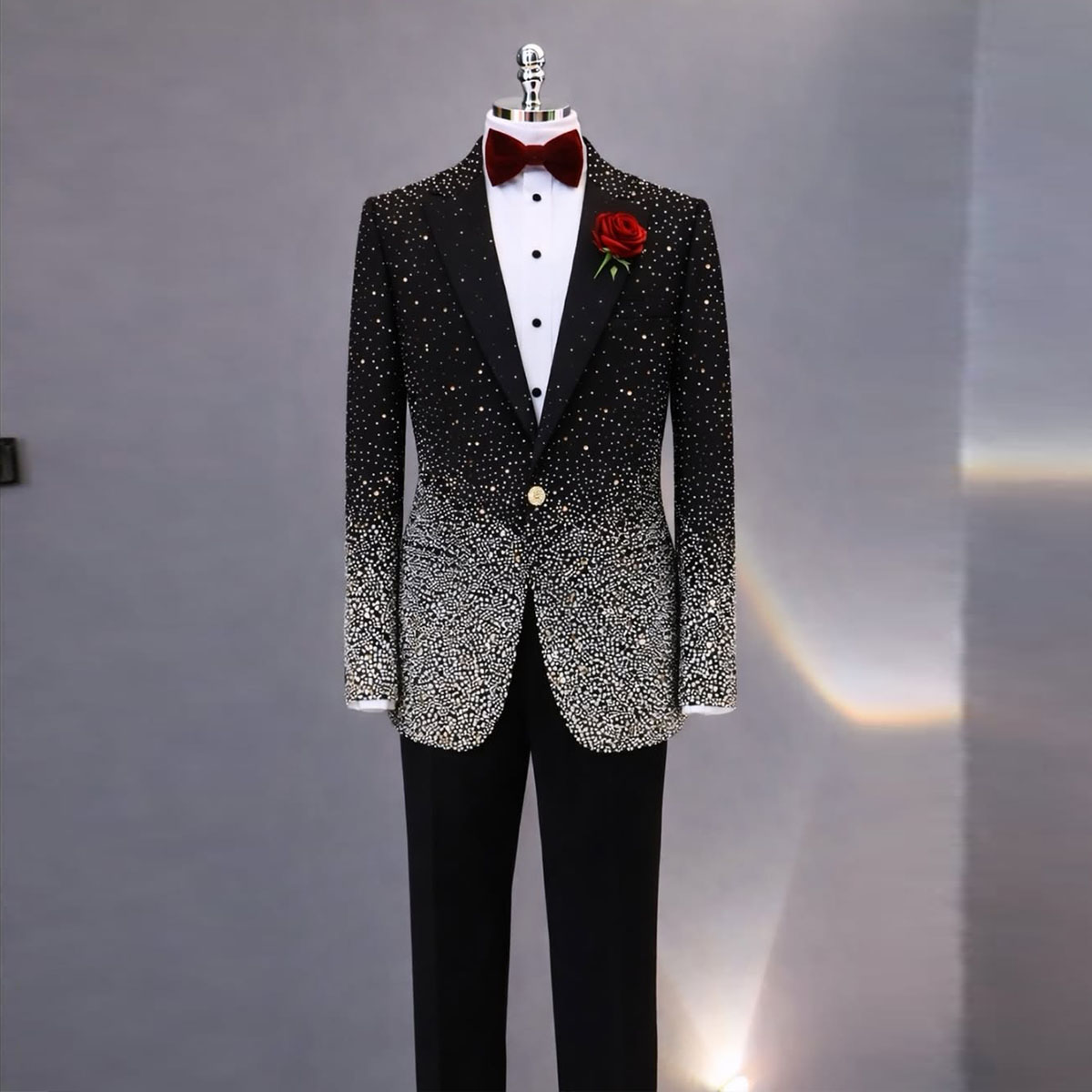 Slim Fit Blazer Men - Handsome Rhinestone Diamond Men Suit 2