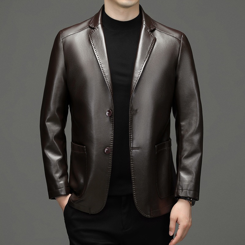 New Men Genuine Leather Blazer - Slim Fit Blazer Men ulasan dan harga