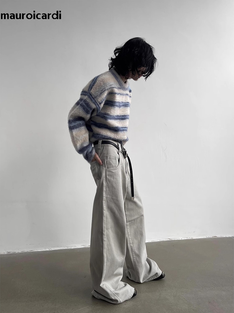 Mauroicardi Autumn Grey Flowy  - Mens Fashion Dark Grey Pants ulasan dan harga