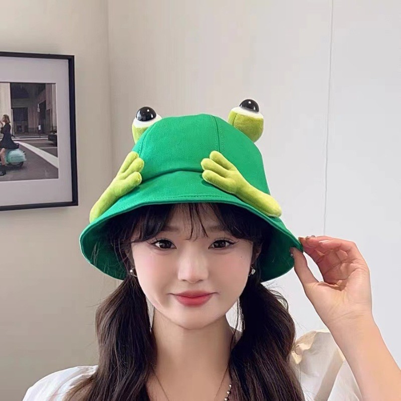 Funny 3D Frog Eyes Bucket Hat  - Mens Fashion Bucket Hat ulasan dan harga