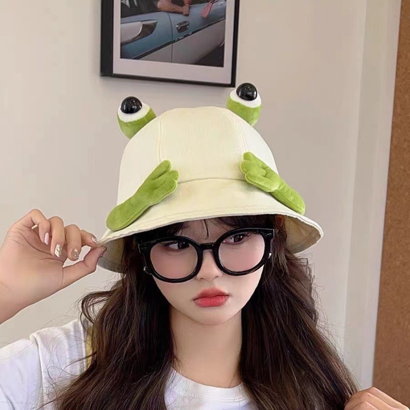 Funny 3D Frog Eyes Bucket Hat  - Mens Fashion Bucket Hat ulasan dan harga