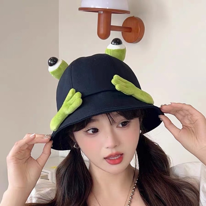 Funny 3D Frog Eyes Bucket Hat  - Mens Fashion Bucket Hat ulasan dan harga