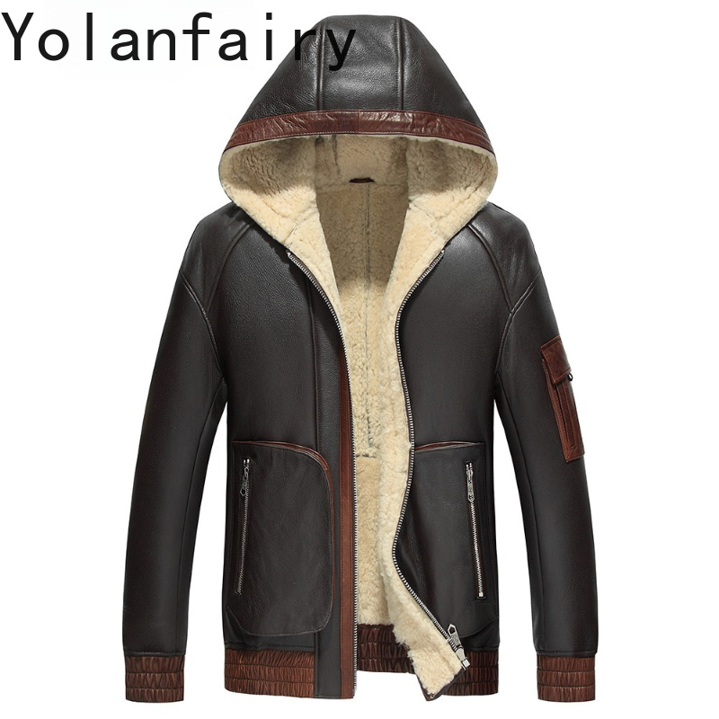 YOLANFAIRY Natural Wool Fur Co - Men'S Fashion Zipper Jacket ulasan dan harga