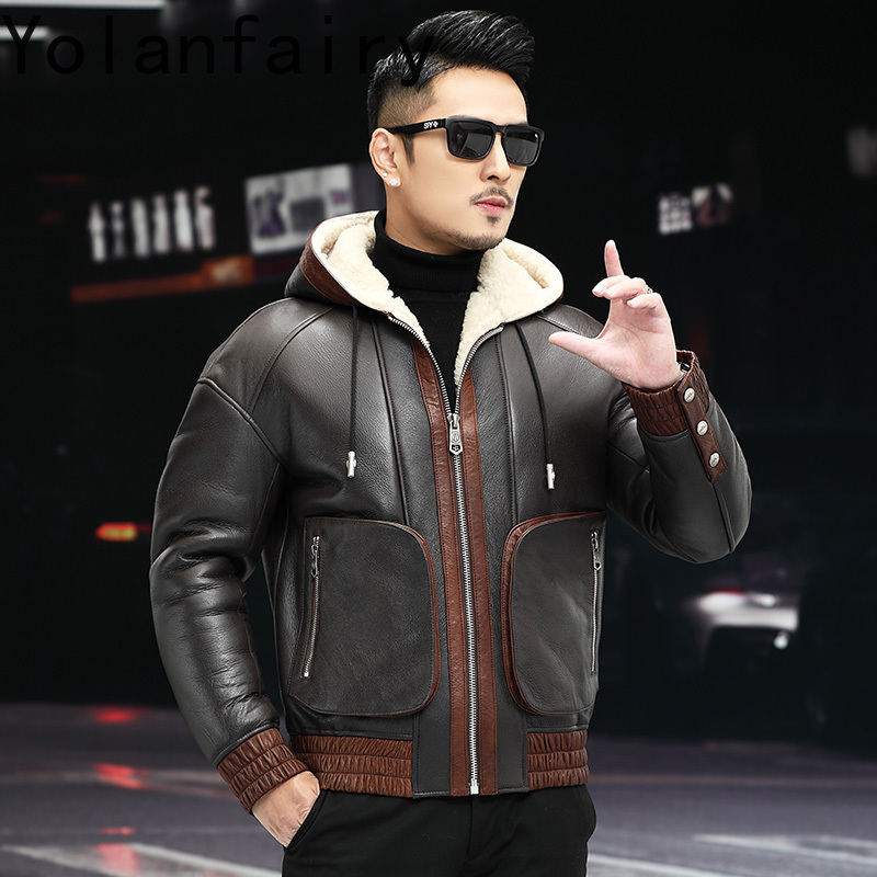YOLANFAIRY Natural Wool Fur Co - Men'S Fashion Zipper Jacket ulasan dan harga