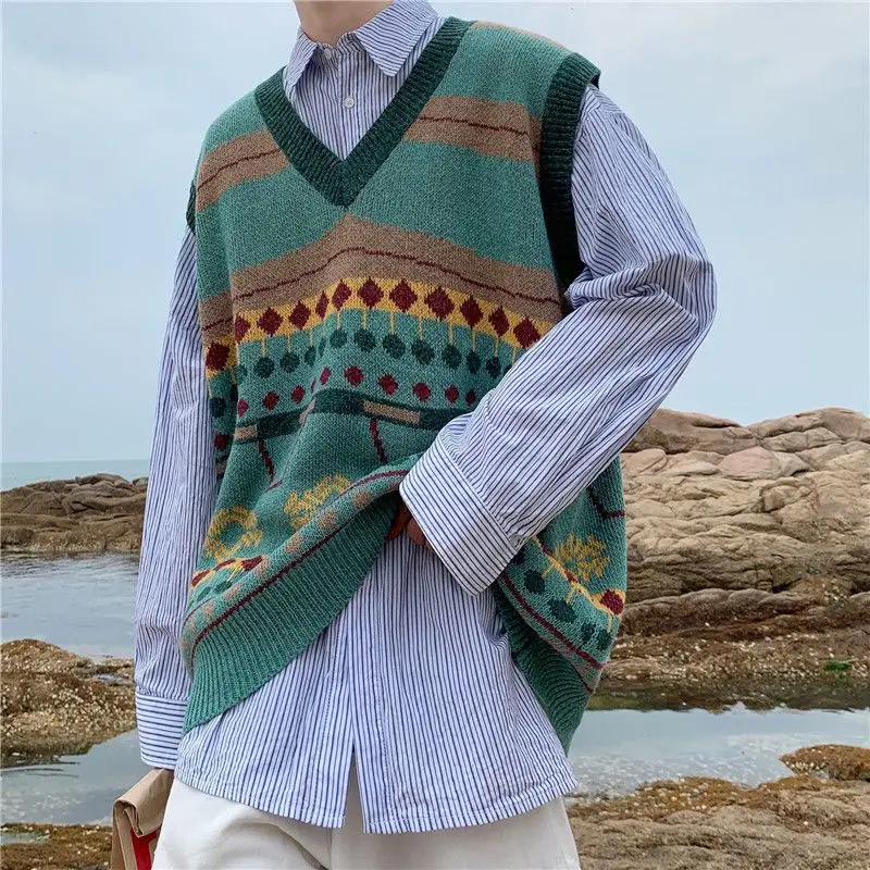 Waistcoat Korean Fashion Knit  - Men'S Fashion Reviews ulasan dan harga