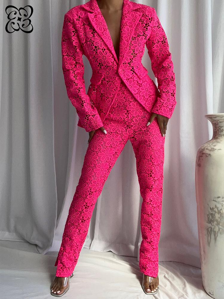 Hot Pink Lace Two Piece Set Fo - Slim Fit Blazer Men ulasan dan harga