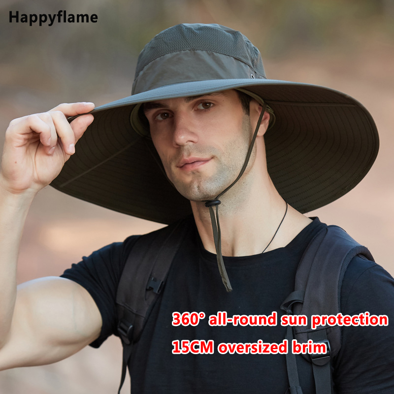 Hot Men's 15CM Big Wide Brim F - Mens Fashion Bucket Hat ulasan dan harga