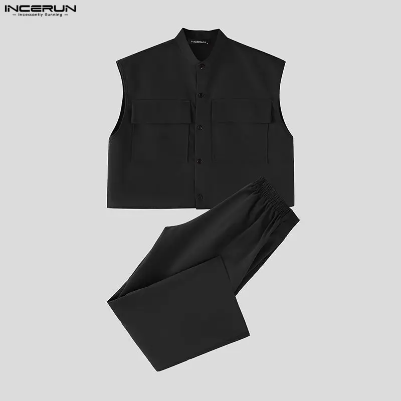 INCERUN Men Sets Solid Sleevel - Men'S Fashion Pants ulasan dan harga