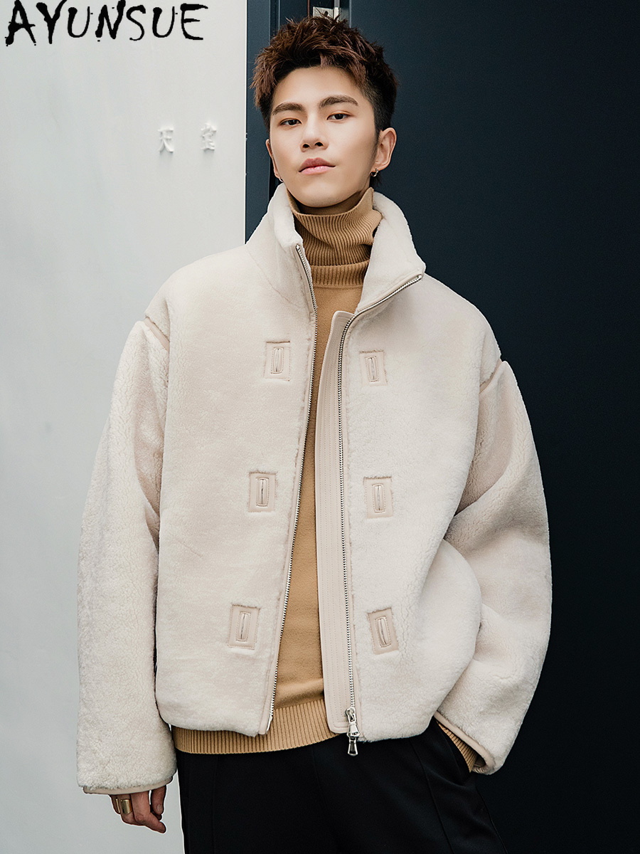 AYUNSUE Natural Merino Sheep S - Men'S Fashion Zipper Jacket ulasan dan harga