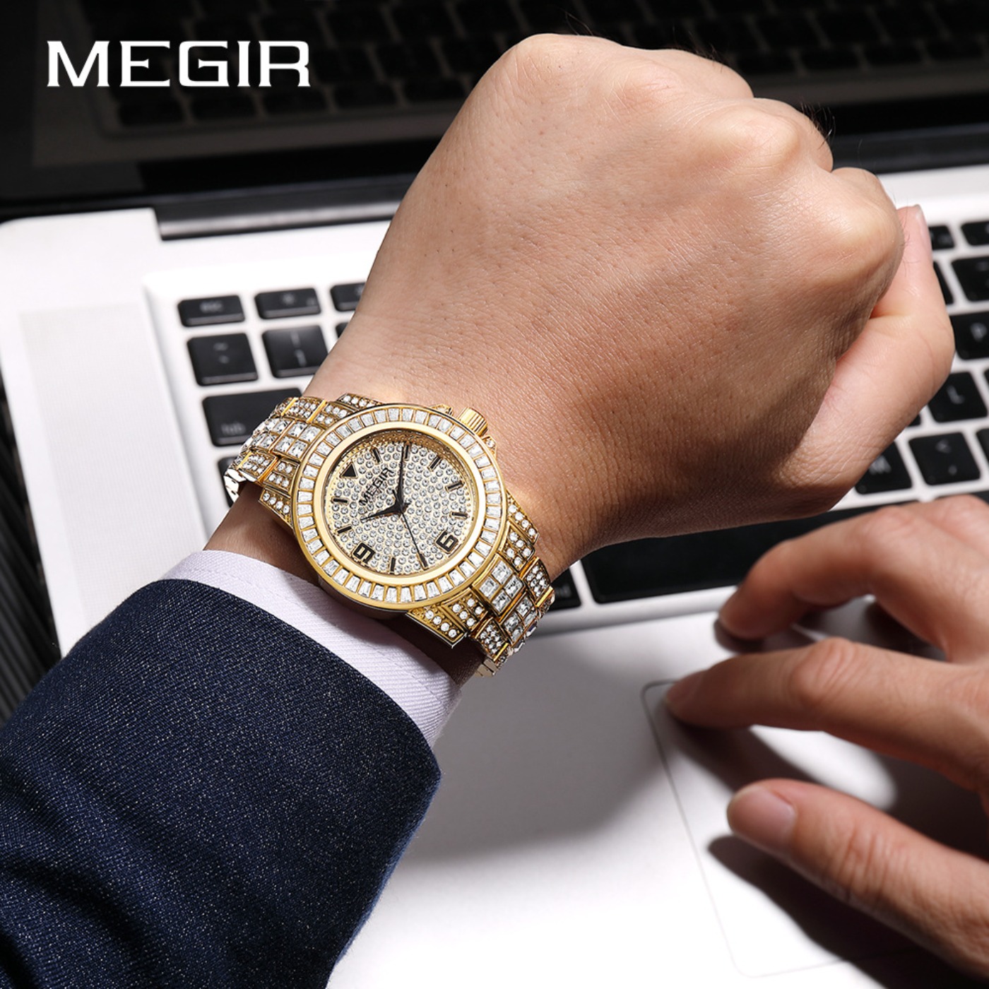 MEGIR Luxury Diamond Watches U - Mens Fashion Bracelet ulasan dan harga