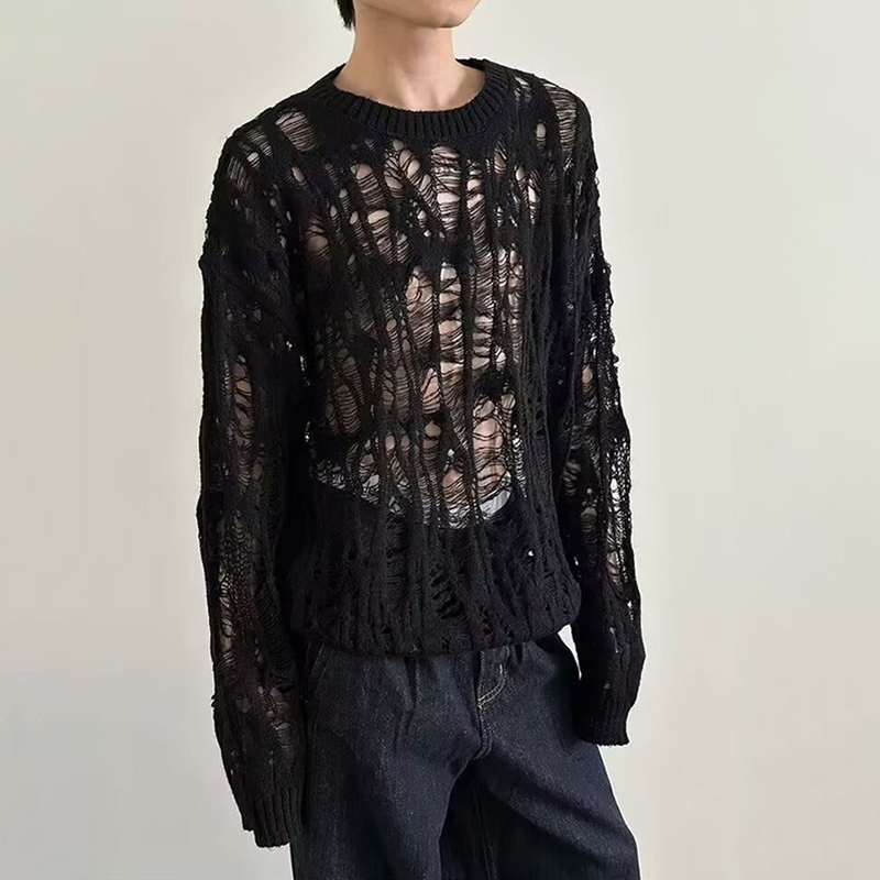 Vintage Ripped Hollow Out Mesh - Mens Fashion Mullet ulasan dan harga