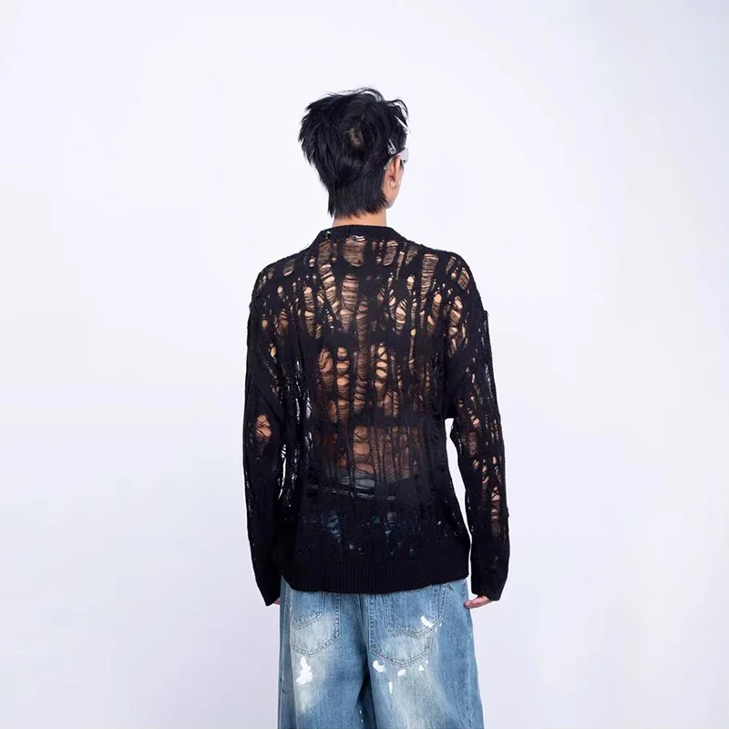 Vintage Ripped Hollow Out Mesh - Mens Fashion Mullet ulasan dan harga