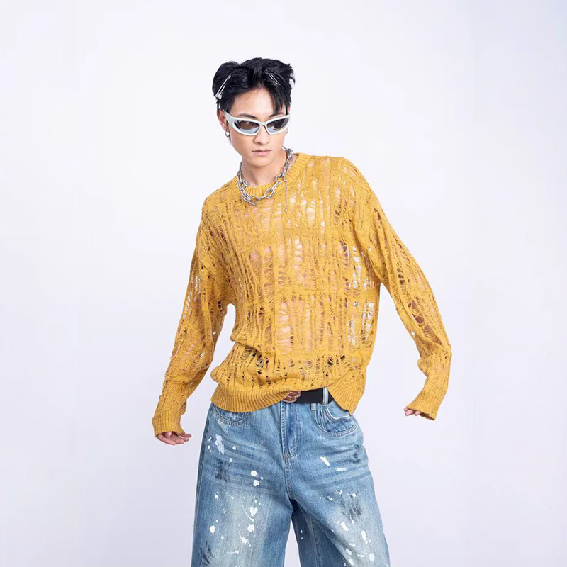Vintage Ripped Hollow Out Mesh - Mens Fashion Mullet ulasan dan harga