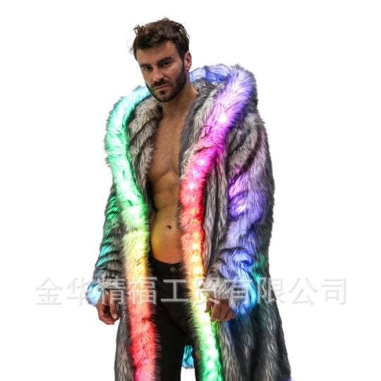 Faux Fur Coat Men Hooded Outer - Men'S Fashion Light Jacket ulasan dan harga