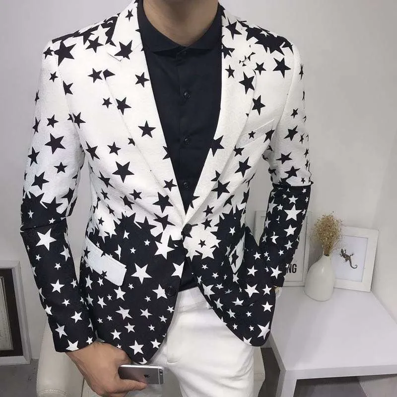 Star Print Slim Fit Blazers 20 - Men'S Fashion Light Jacket ulasan dan harga
