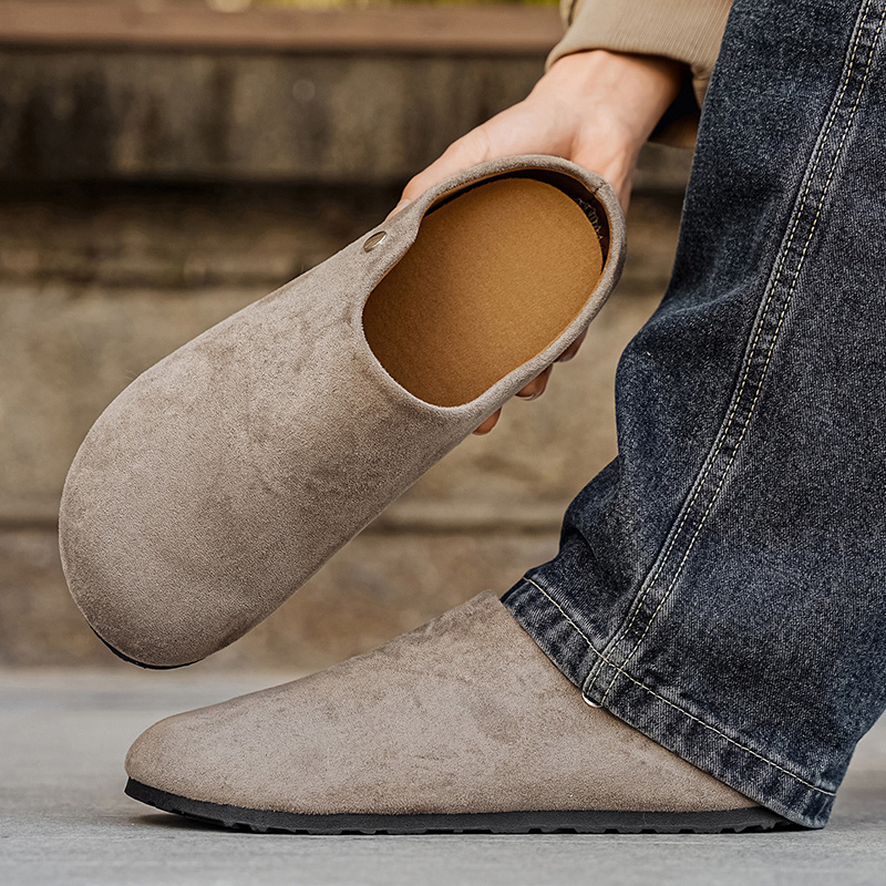 Men Suede Leather Slippers Mul - Mens Fashion Mullet ulasan dan harga