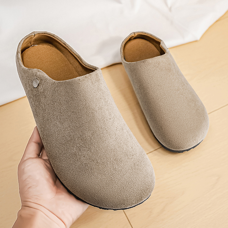 Men Suede Leather Slippers Mul - Mens Fashion Mullet ulasan dan harga