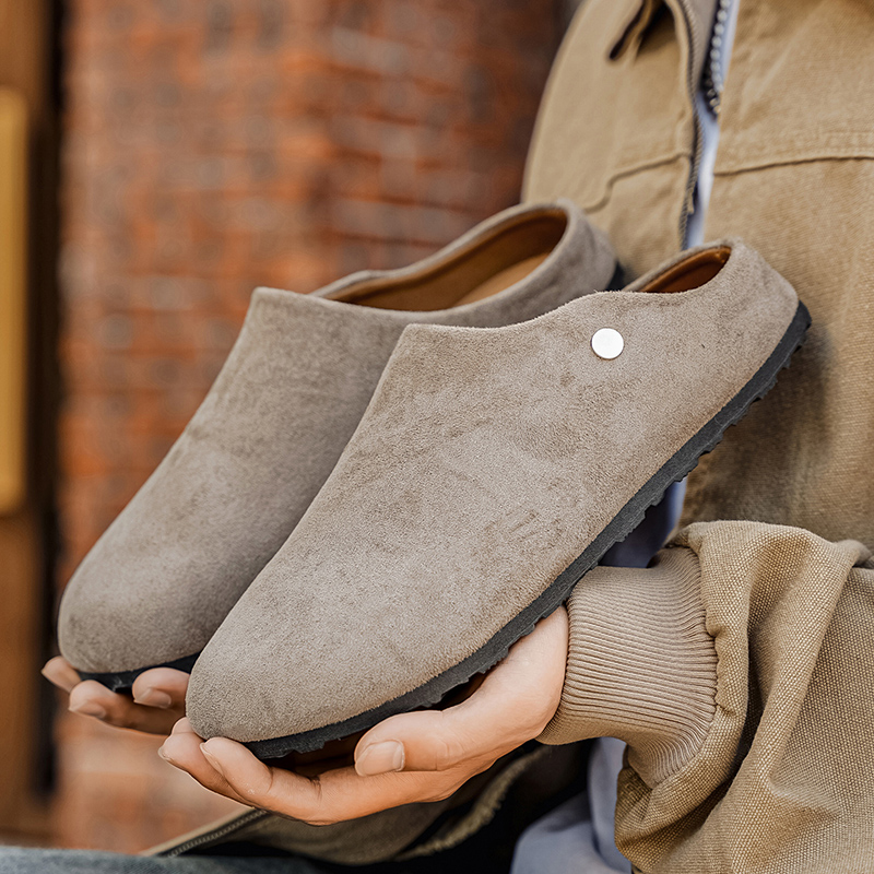 Men Suede Leather Slippers Mul - Mens Fashion Mullet ulasan dan harga