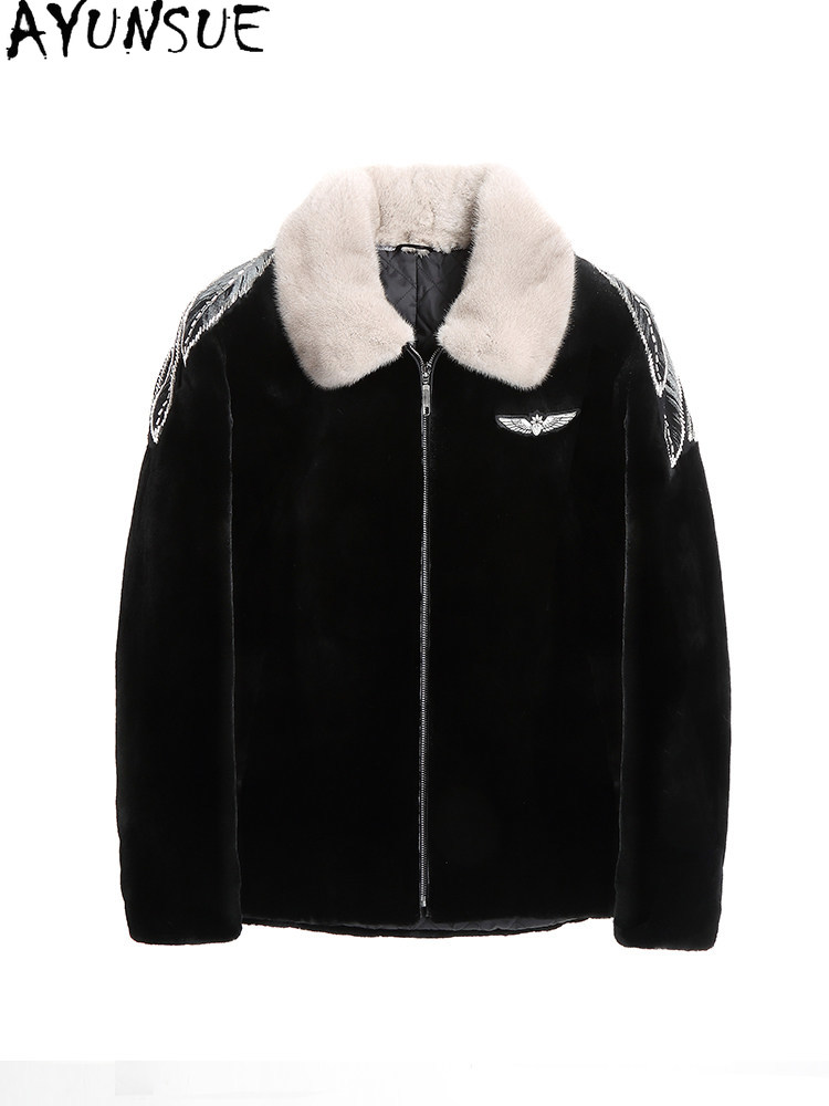 AYUSNUE Natural Mink Coat Men  - Men'S Fashion Zipper Jacket ulasan dan harga