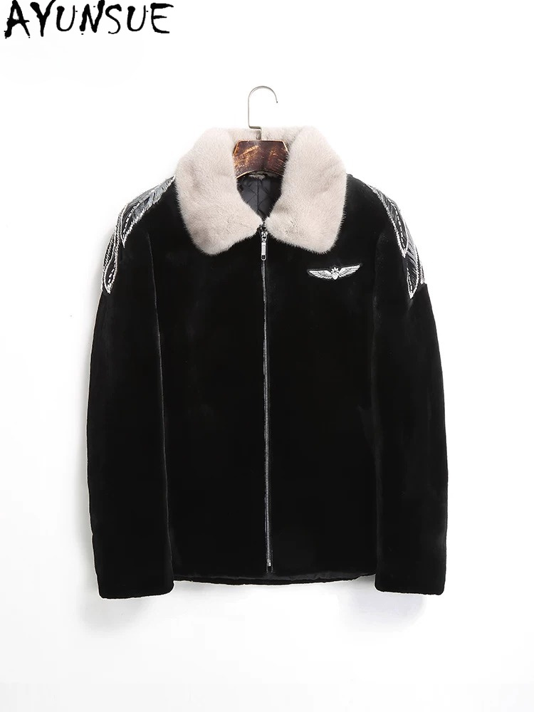 AYUSNUE Natural Mink Coat Men  - Men'S Fashion Zipper Jacket ulasan dan harga