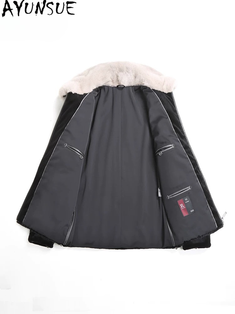 AYUSNUE Natural Mink Coat Men  - Men'S Fashion Zipper Jacket ulasan dan harga