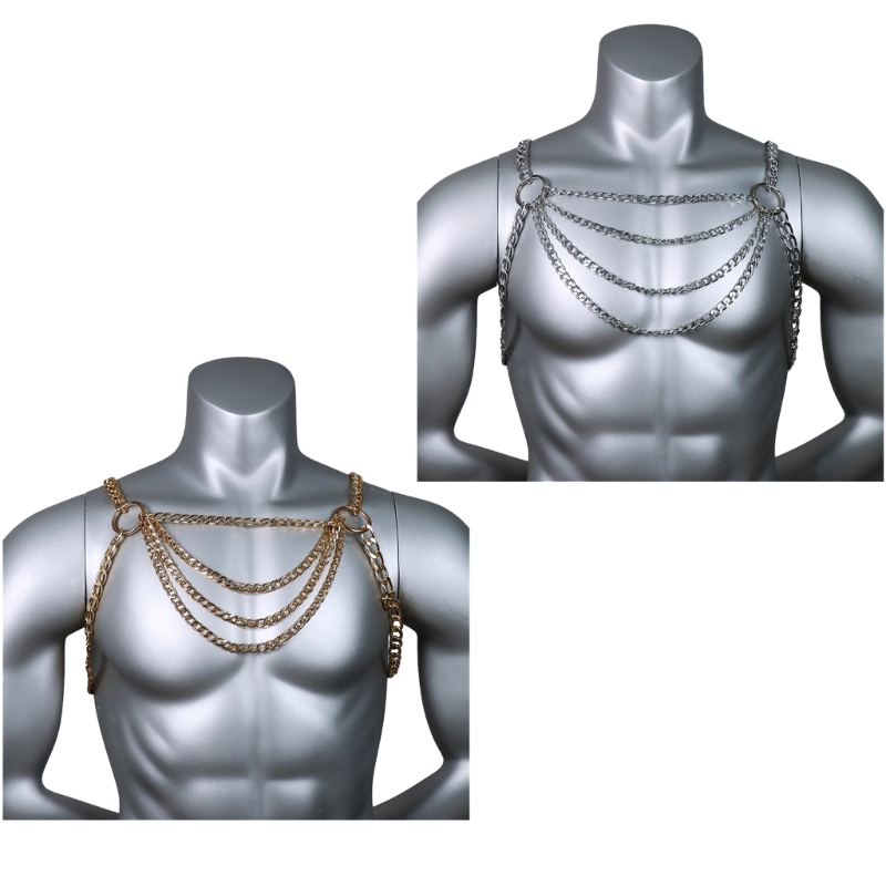 Men's Sexy Metal Body Chest Ch - Fashion Harness Men ulasan dan harga