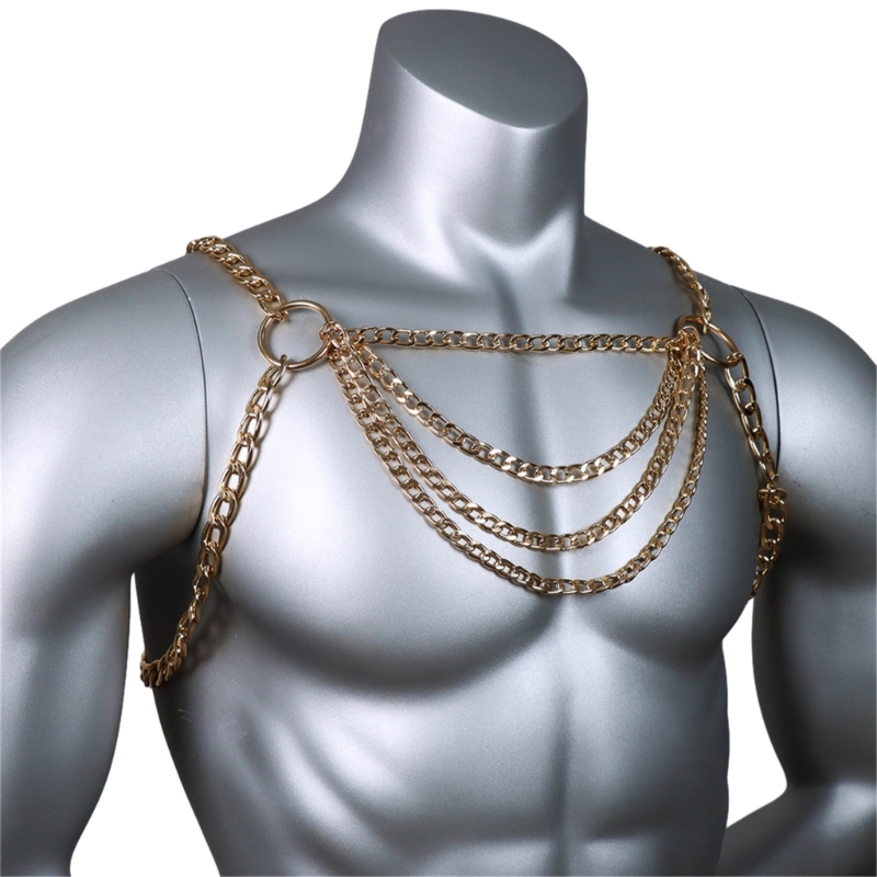 Men's Sexy Metal Body Chest Ch - Fashion Harness Men ulasan dan harga