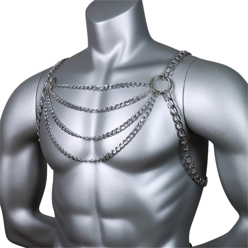 Men's Sexy Metal Body Chest Ch - Fashion Harness Men ulasan dan harga