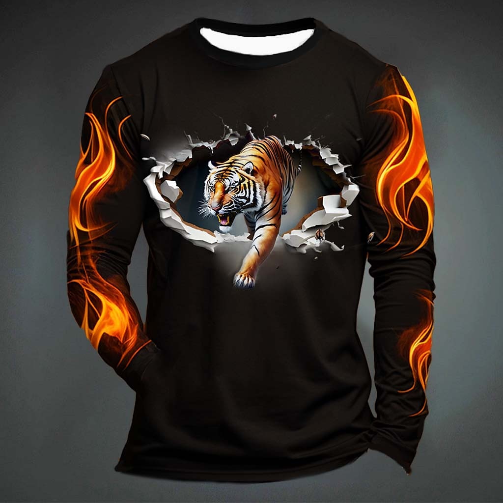 Funny Tiger Print T Shirt For  - Men'S Fashion Y2K ulasan dan harga