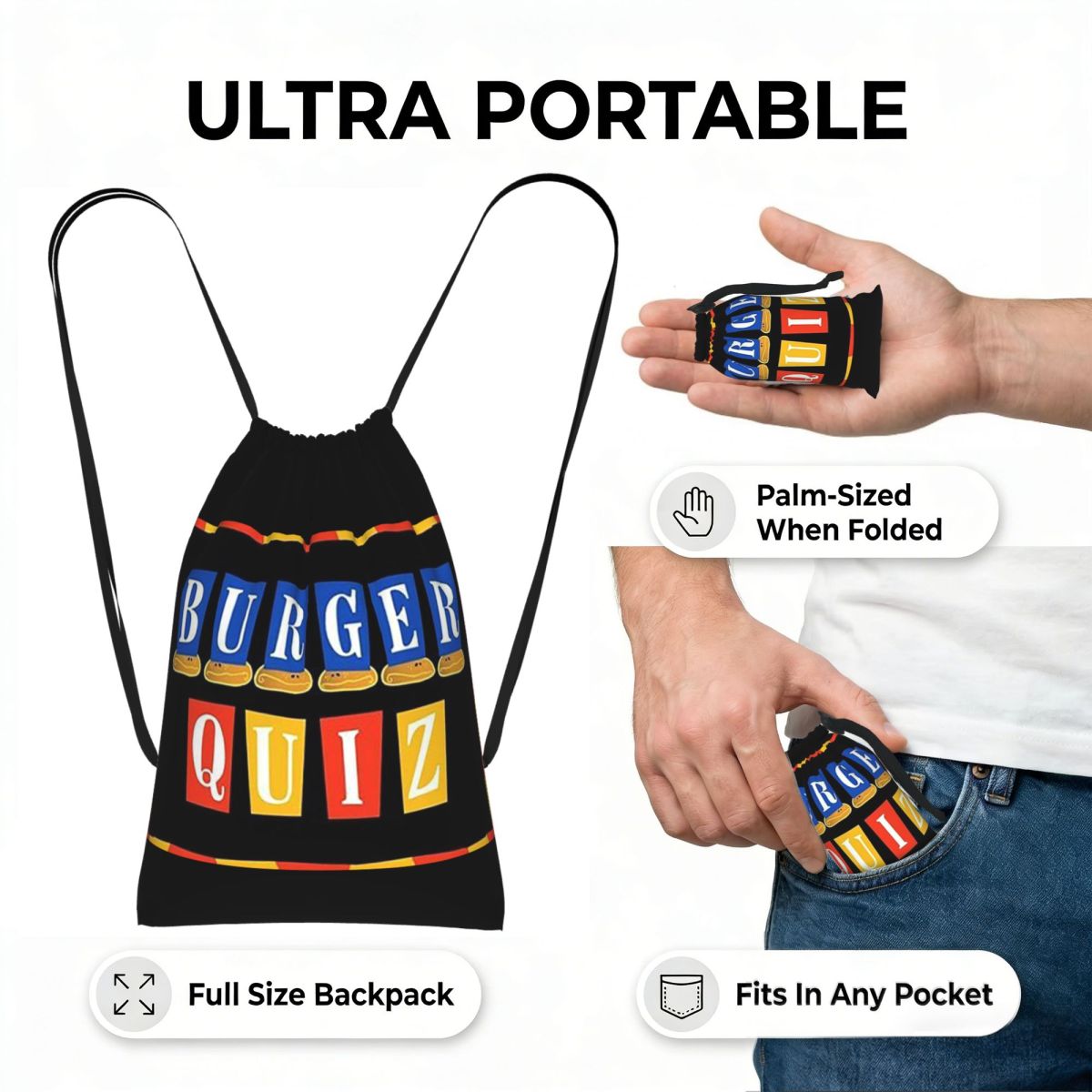 Burger Quiz New Logo Backpacks - Men'S Fashion Quiz ulasan dan harga