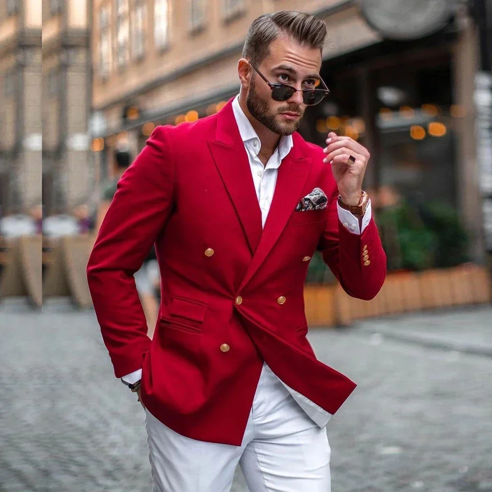 Red Jacket White Pant Double B - Slim Fit Blazer Men ulasan dan harga
