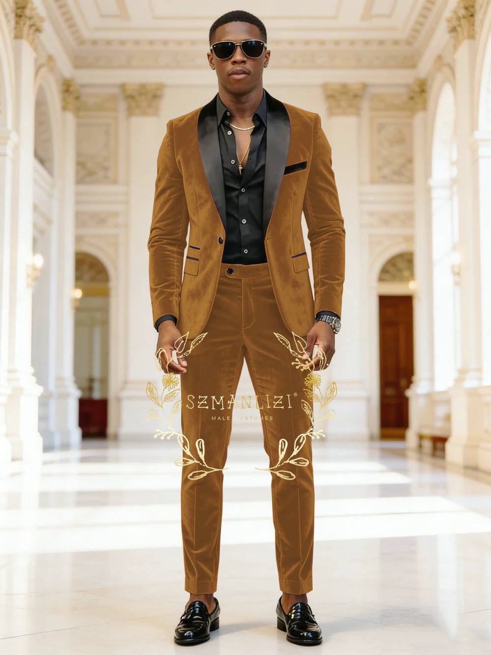 Dark Grey Velvet 2 Pieces Men  - Mens Fashion Dark Grey Pants ulasan dan harga