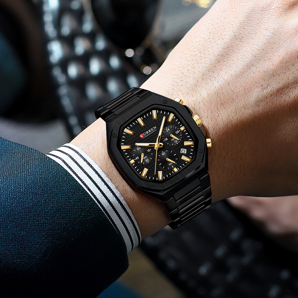 CURREN Luxury Square Chrono Wa - Mens Fashion Bracelet ulasan dan harga