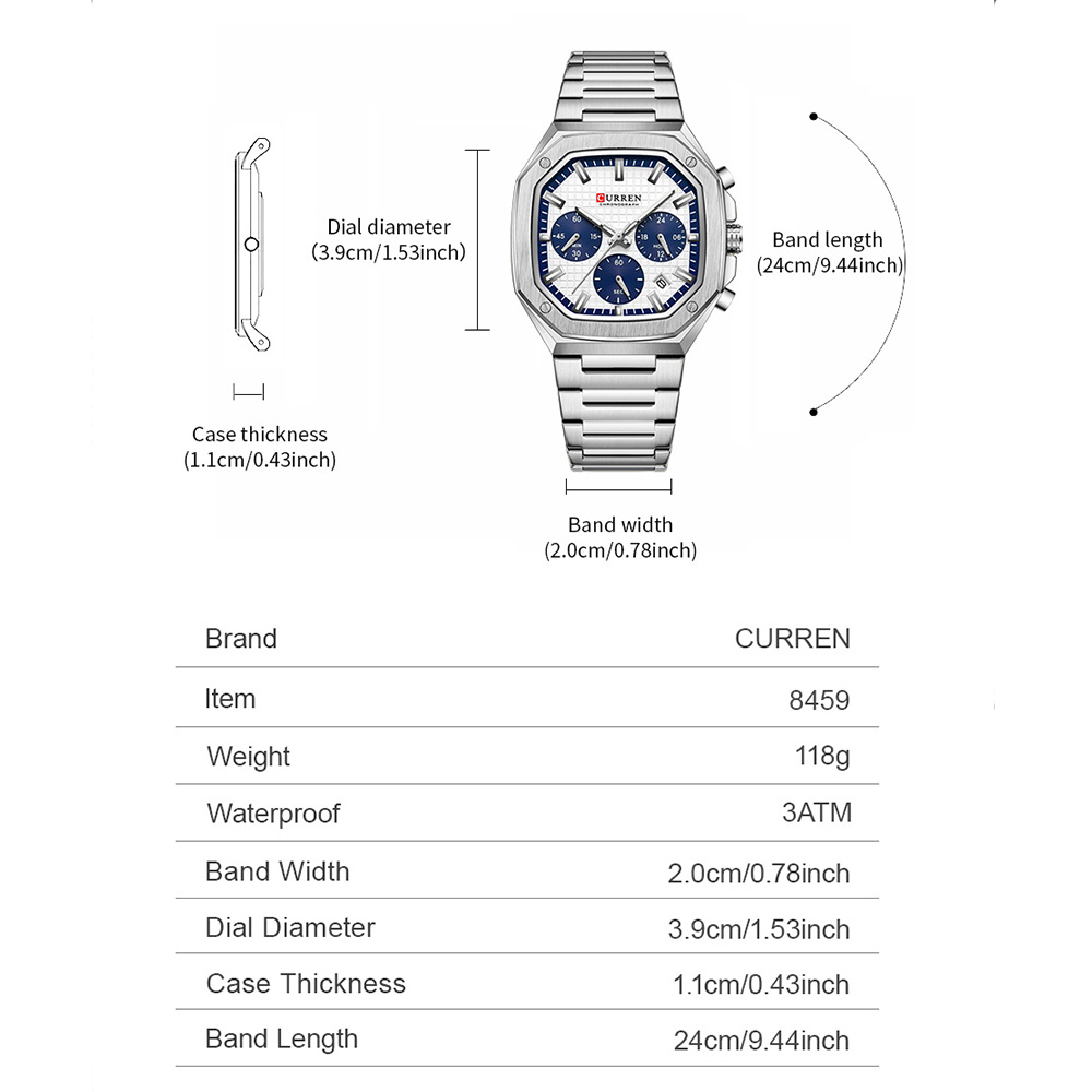 CURREN Luxury Square Chrono Wa - Mens Fashion Bracelet ulasan dan harga