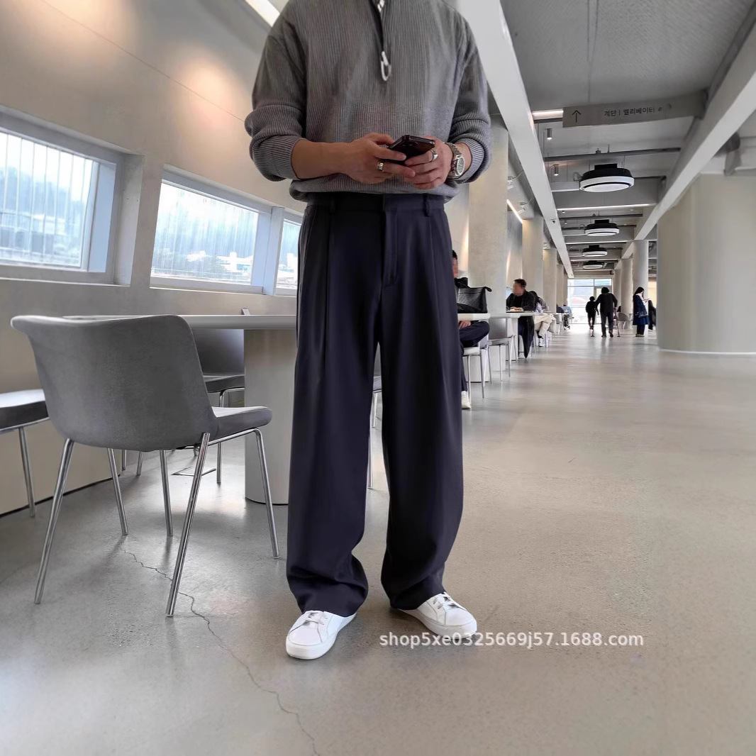 French Style Fashion Men's Bla - Mens Fashion Dark Grey Pants ulasan dan harga
