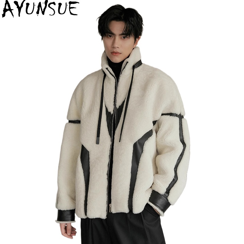 AYUNSUE Luxury Natural Fur Coa - Men'S Fashion Zipper Jacket ulasan dan harga