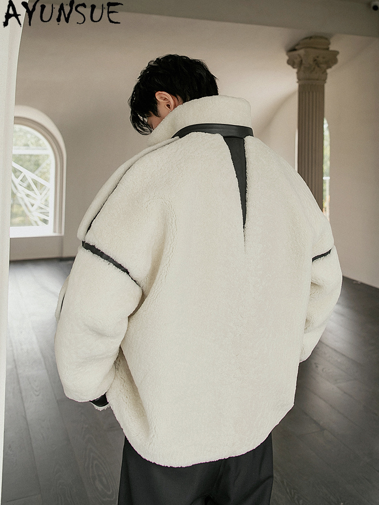 AYUNSUE Luxury Natural Fur Coa - Men'S Fashion Zipper Jacket ulasan dan harga